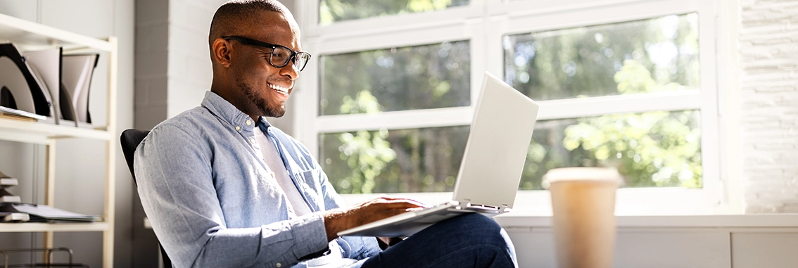 Business owner looking for financial services online