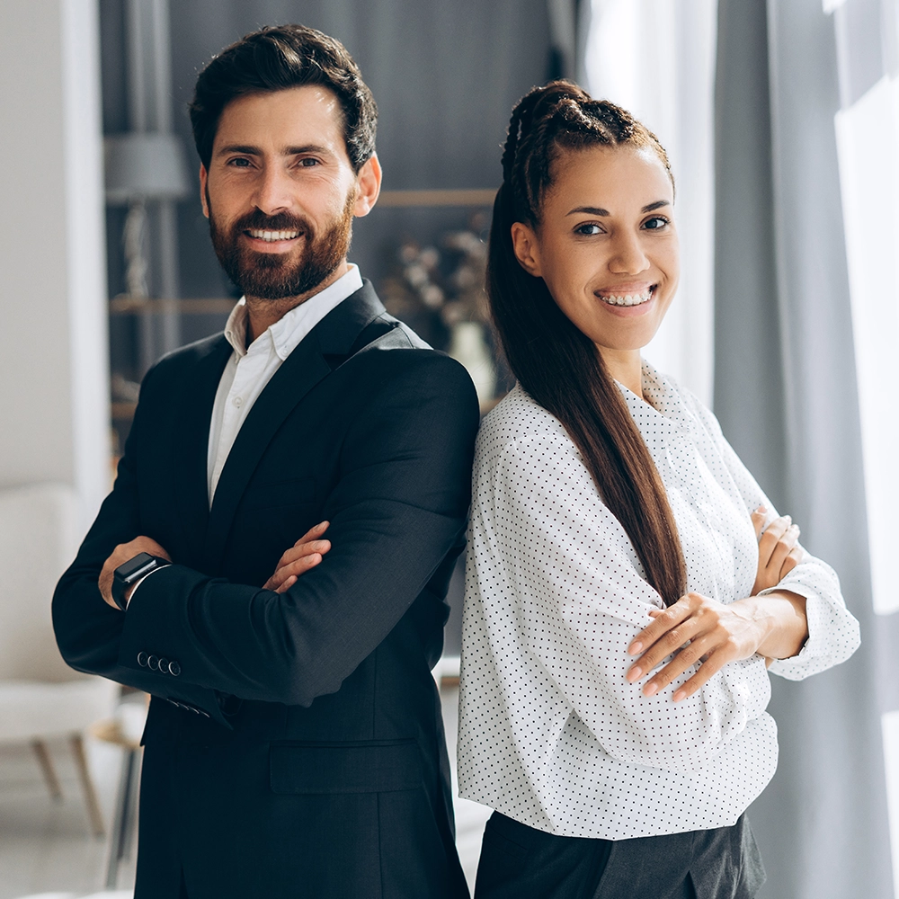 financial services professionals posing for camera